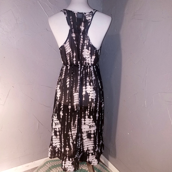 Xhilaration Large Black Tie Dye Hi Lo Ruffle Racerback Chiffon Sleeveless Dress - Picture 2 of 11